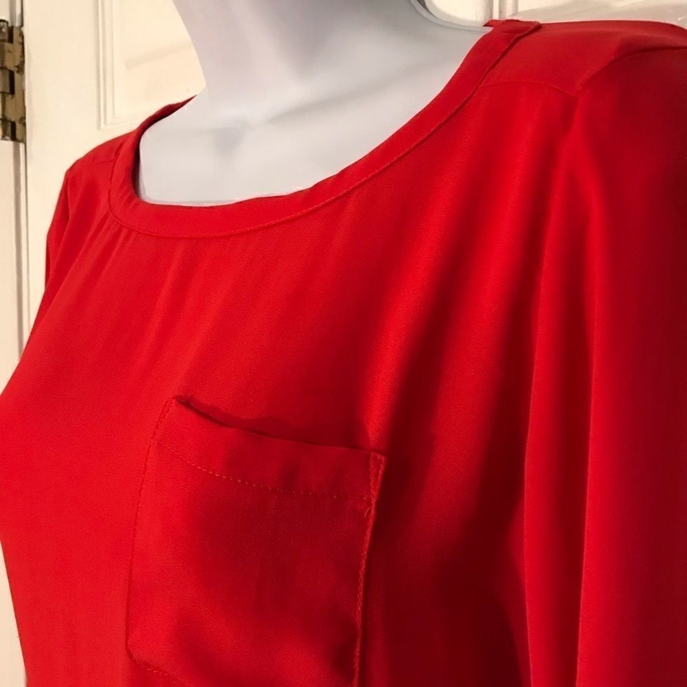 🌈Loft XSP Silky Red Long Roll Up Sleeves - Picture 2 of 6